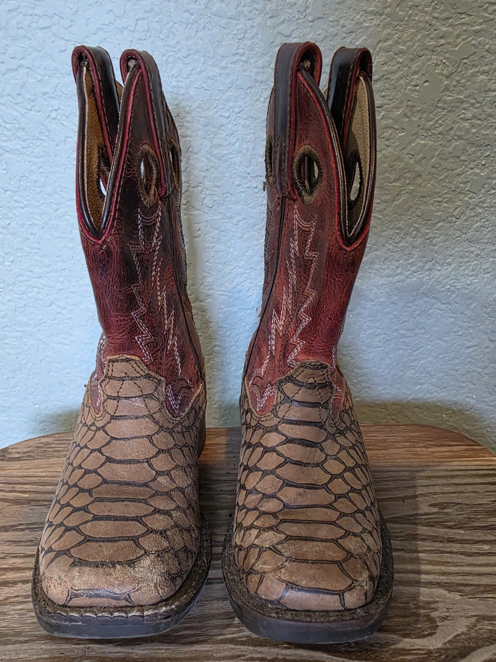 Cody James Brown Reptile Print Red Shaft Western Boot Boys Toddler Size 9 D Shoe